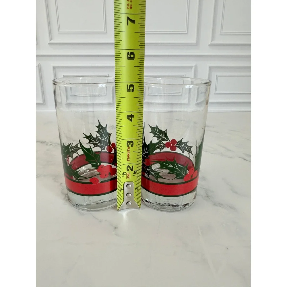 VTG Pair (2) Libbey Holiday Glasses 